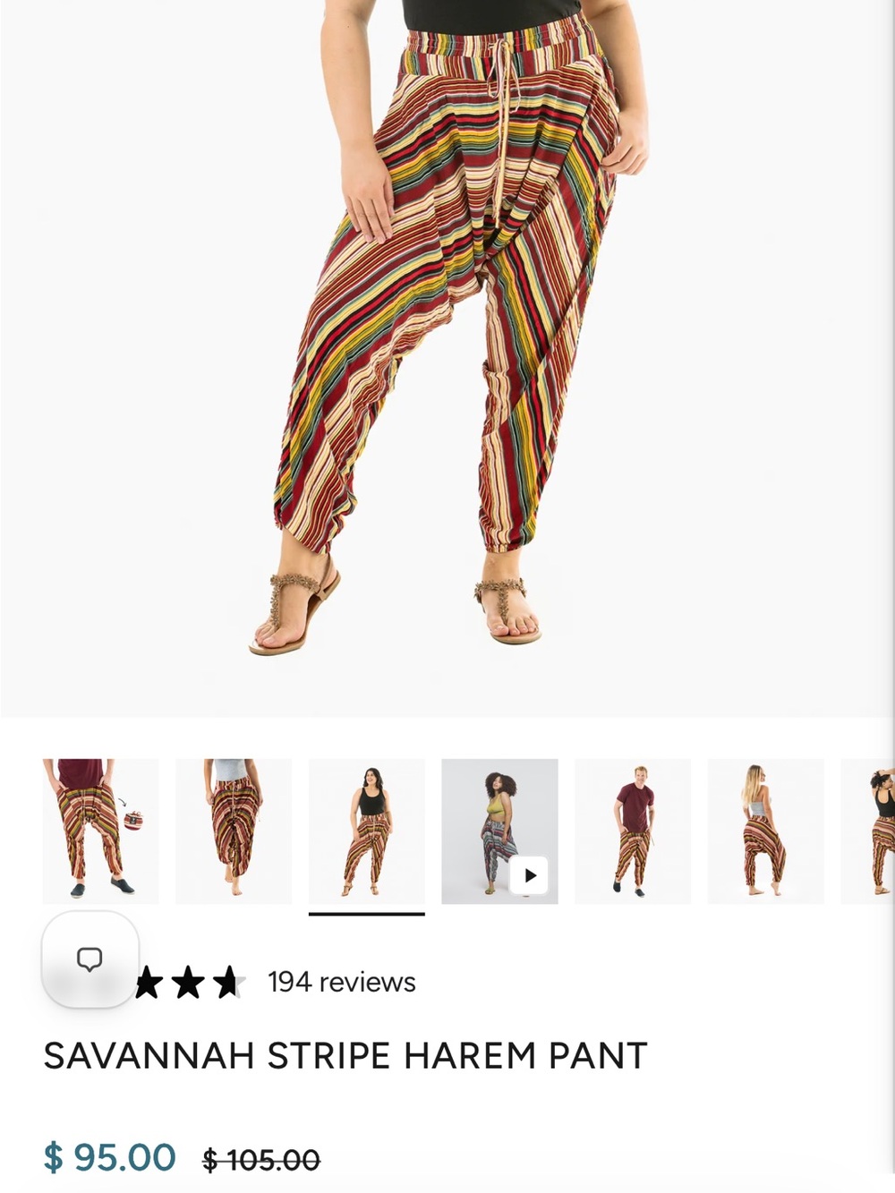 3 pairs Buddha Pants Savannah Harem Pants size medium